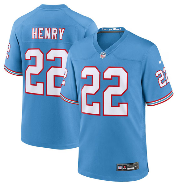 Men's Tennessee Titans #22 Derrick Henry Light Blue Throwback Player Stitched Game Jersey